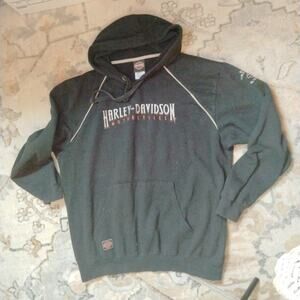 Harley-Davidson Motorcycle Mens Pullover Hooded Sweatshirt Black Hoodie Size L